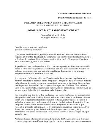 Catequesis bautismales de Benedicto XVI - amoz.com.mx