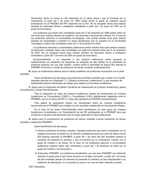 Reglas de Operación e Indicadores del Promep - Universidad ...