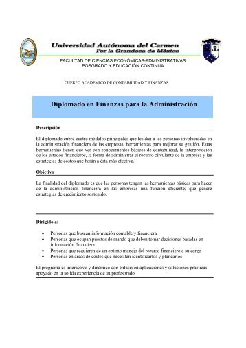 Diplomado en Finanzas - Universidad Autónoma del Carmen