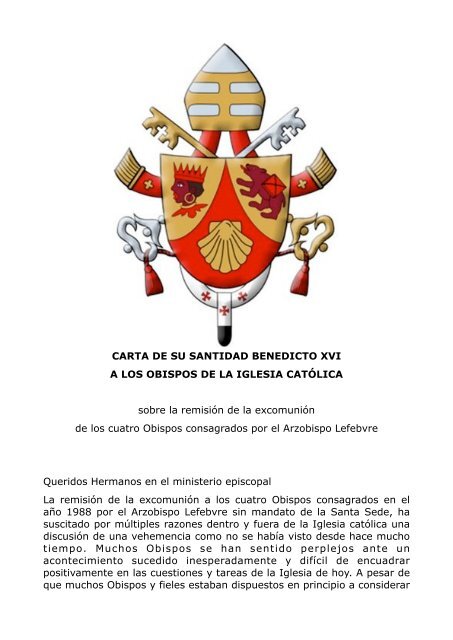 Carta Benedicto XVI 10 de marzo de 2009 - BasÃ­lica Pontificia de ...