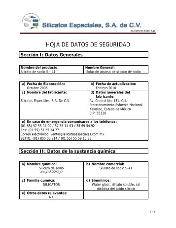 HOJA DE DATOS DE S HOJA DE DATOS DE SEGURIDAD RIDAD