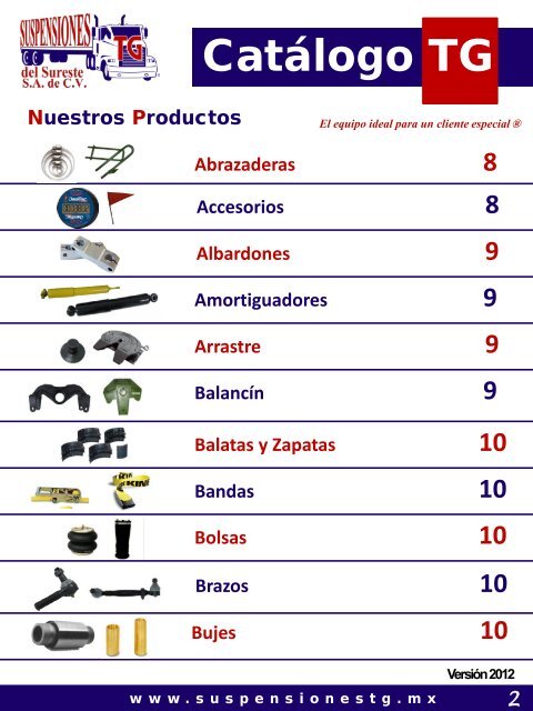 Catálogo de Productos y Servicios - Suspensiones TG del Sureste