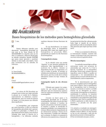 Bases bioquÃ­micas de los mÃ©todos para hemoglobina glicosilada