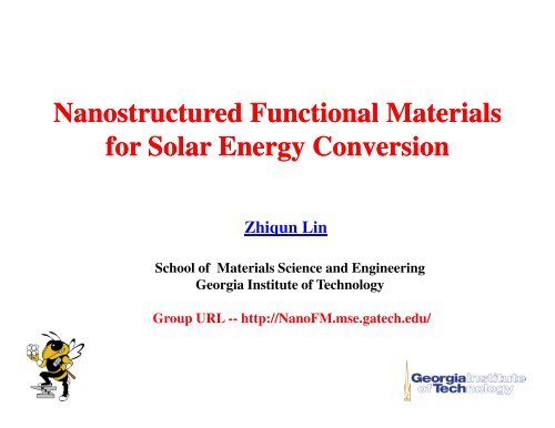 Nanostructured Functional Materials for Solar Energy Conversion