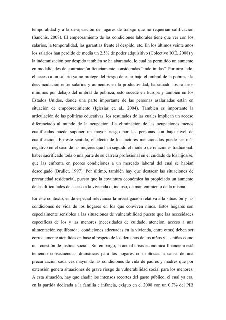 LAS SITUACIONES DE PRECARIEDAD EN LOS HOGARES CON ...