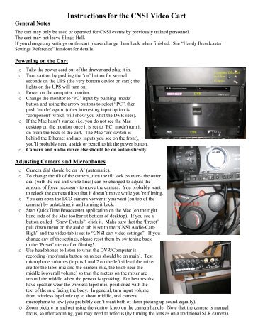 Video Cart Instructions