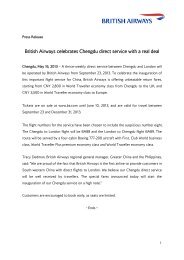 British Airways celebrates Chengdu direct service with a real ... - CBI