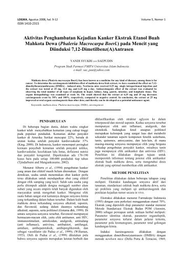 (Phaleria Macrocarpa Boerl. ) pada Mencit yang Diinduksi