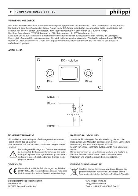 k RUMPFKONTROLLE /HULL ISOLATION CONTROL STV ... - Philippi