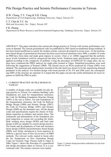 Pile Design Practice and Seismic Performance Concerns in Taiwan