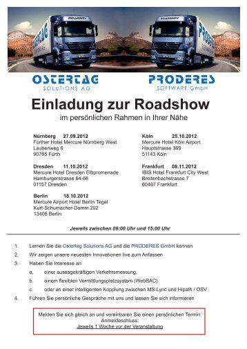 Einladung zur Roadshow - Ostertag Solutions AG