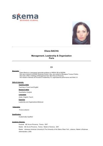 Eliane BACHA Human Resource Management and Organizational ...