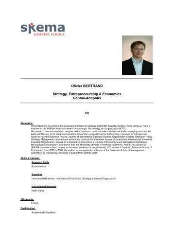 Olivier BERTRAND Strategy and Entrepreneurship Sophia-Antipolis