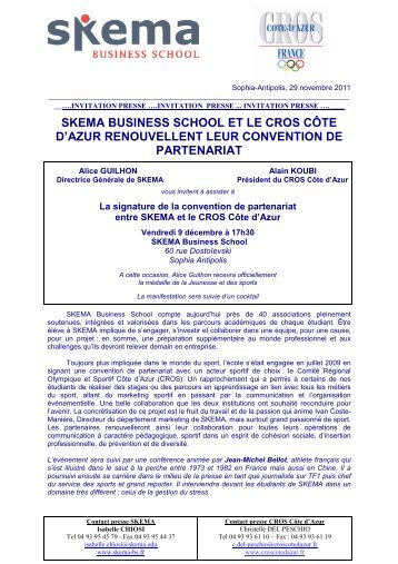 skema business school et le cros cÃ´te d'azur renouvellent leur ...