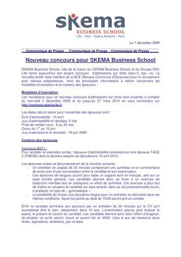 Nouveau concours pour SKEMA Business School