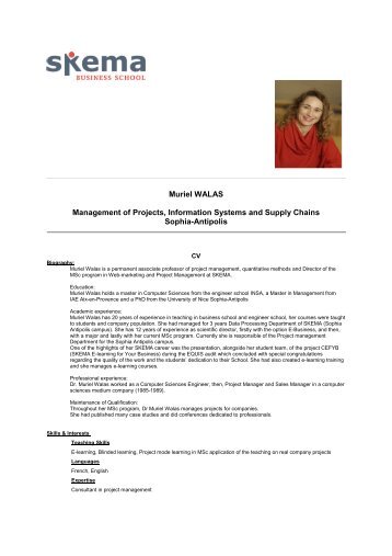 Muriel WALAS Project Management Sophia-Antipolis - SKEMA ...