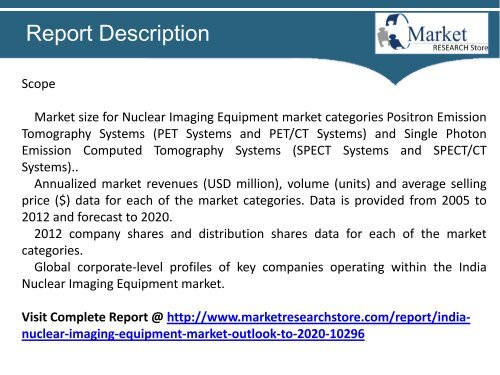 India Nuclear Imaging Equipment Market Outlook to 2020 Market Trends, Size, Demand, Cost, Opportunity Analysis