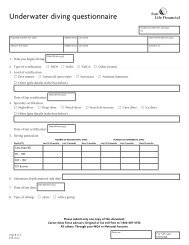 Underwater diving questionnaire - Sun Life Financial