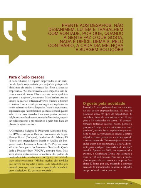 MarÃ§o 2010 | Revista Tempo de Agir 1 - Sebrae