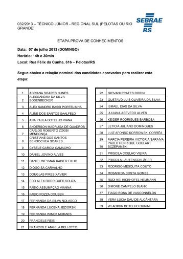 Etapa Prova de Conhecimentos - Sebrae