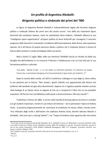 Un profilo di Argentina Altobelli - Adolfo Pepe - Fondazione ...