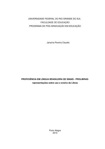 representaÃ§Ãµes sobre uso e ensino da Libras - JanaÃ­na ... - Faders