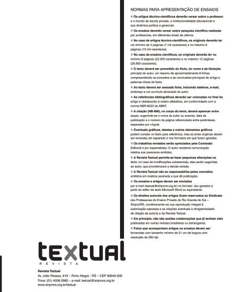 Sinpro - Revista Textual - reimpressao 13-11-12 - Sinpro/RS