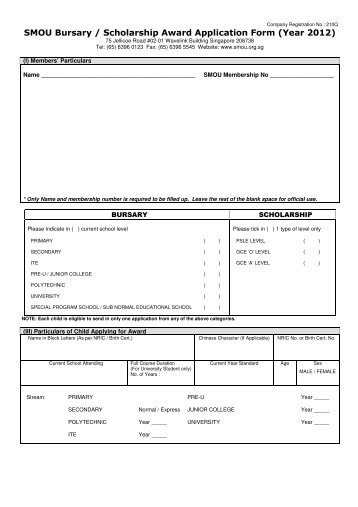 SMOU Bursary / Scholarship Award Application Form (Year ... - NTUC