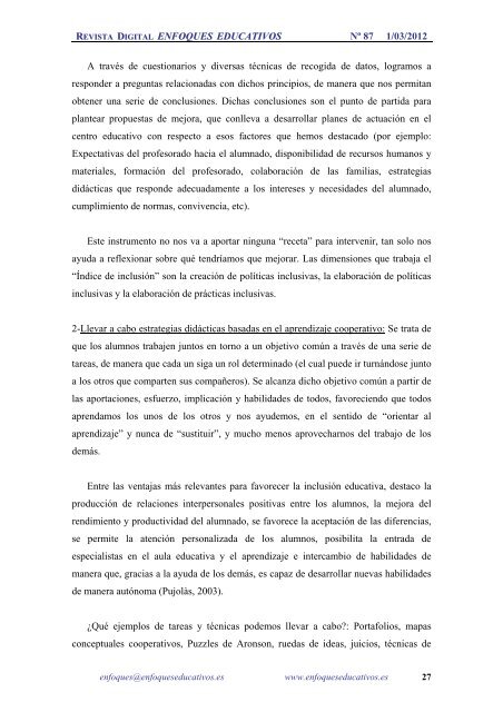 NÂº87 01/03/2012 - enfoqueseducativos.es
