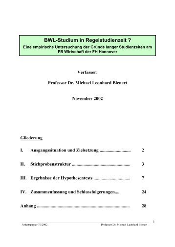 Bwl-Studium in Regelstudienzeit ?