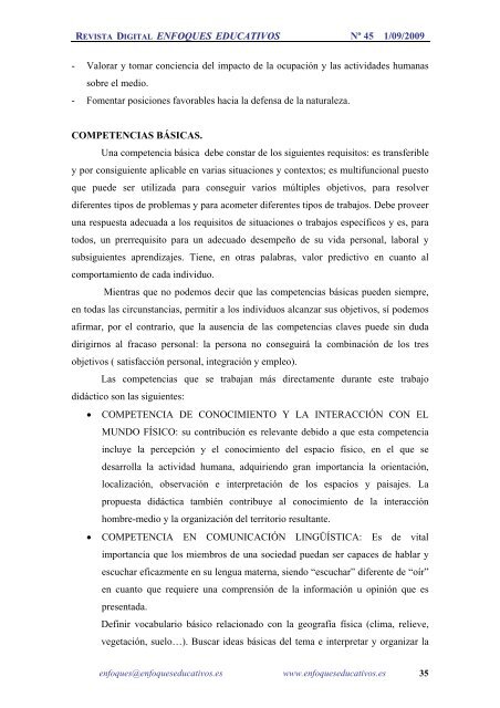 NÂº 45 01/09/2009 - enfoqueseducativos.es