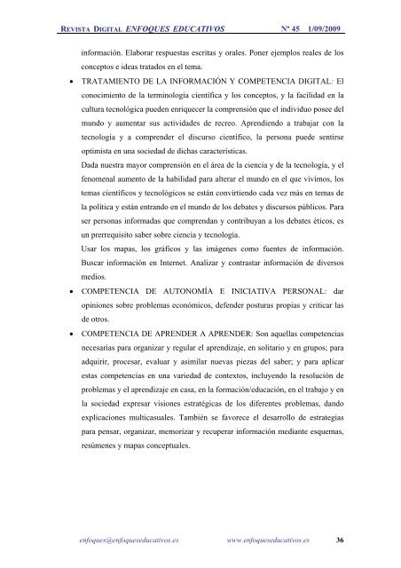 NÂº 45 01/09/2009 - enfoqueseducativos.es