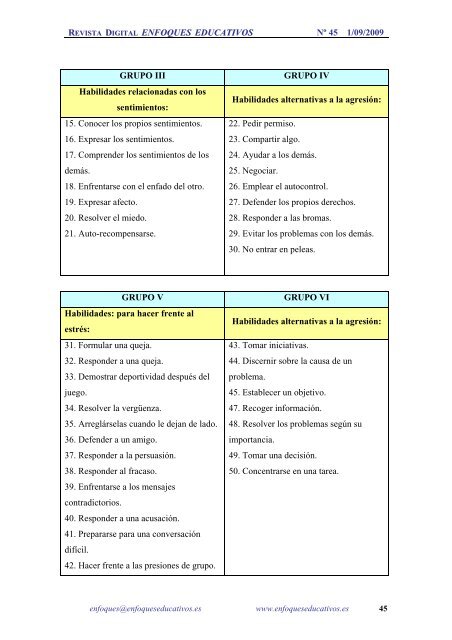 NÂº 45 01/09/2009 - enfoqueseducativos.es