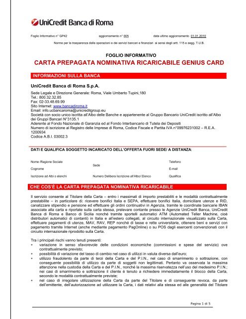 Carta Prepagata Nominativa Ricaricabile Genius Card