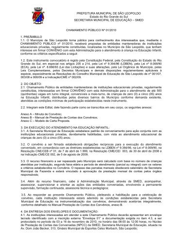 Edital ConvÃªnio 500 vagas - Prefeitura Municipal de SÃ£o Leopoldo