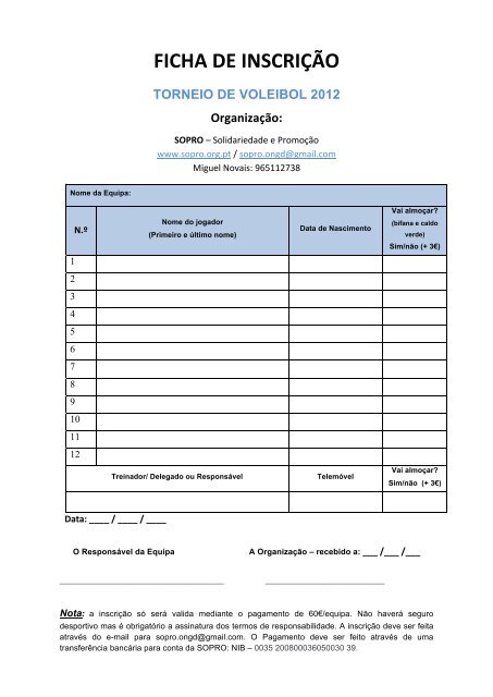 FICHA DE INSCRIÇÃO - FEC