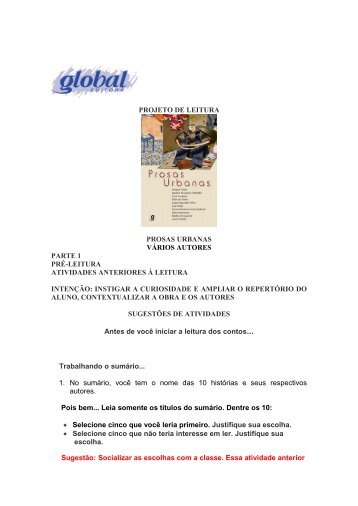 Prosas Urbanas - Global Editora