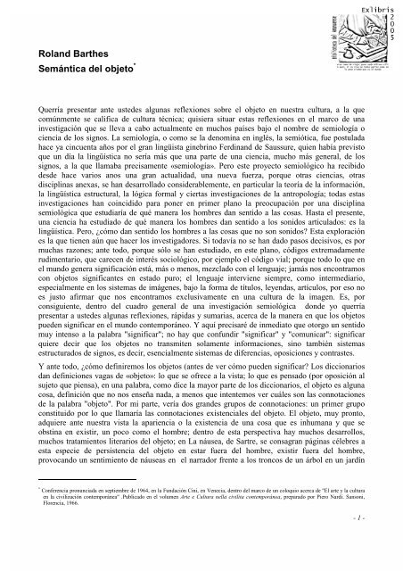 Roland Barthes - SemÃ¡ntica del Objeto.pdf - Taller 5A