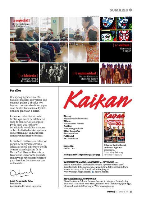Kaikan NÂº 70 - Setiembre 2012 - AsociaciÃ³n Peruano Japonesa