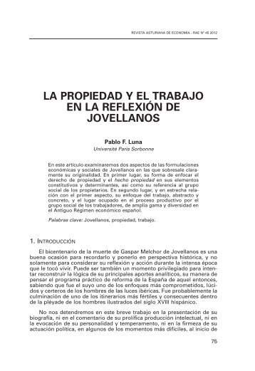 la propiedad y el trabajo en la reflexiÃ³n de jovellanos - Revista ...