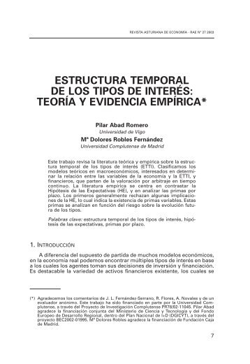 estructura temporal de los tipos de interÃ©s: teorÃ­a y evidencia empÃ­rica