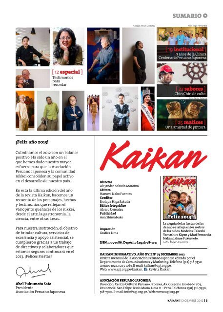 Kaikan NÂº 73 - Diciembre 2012 - AsociaciÃ³n Peruano Japonesa