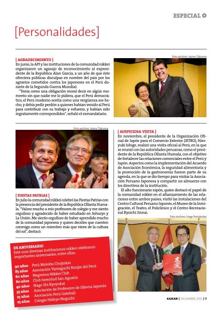 Kaikan NÂº 73 - Diciembre 2012 - AsociaciÃ³n Peruano Japonesa