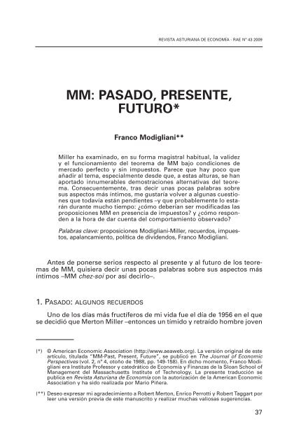 mm: pasado, presente, futuro - Revista Asturiana de Economia