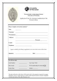 Library Registration Form - University of Worcester