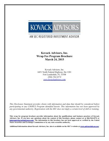 ADV Disclosure Document - KovackAdvisors.com