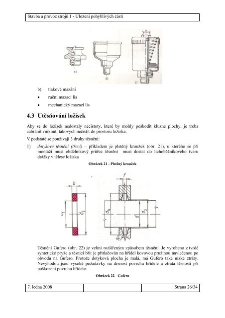 Stavba a provoz strojÅ¯ 1 - UloÅ¾enÃ­ pohyblivÃ½ch ÄÃ¡stÃ­ DistanÄnÃ­ text