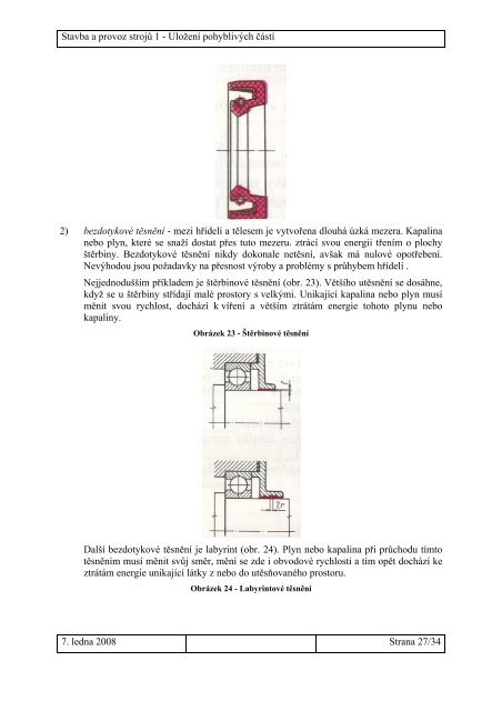 Stavba a provoz strojÅ¯ 1 - UloÅ¾enÃ­ pohyblivÃ½ch ÄÃ¡stÃ­ DistanÄnÃ­ text