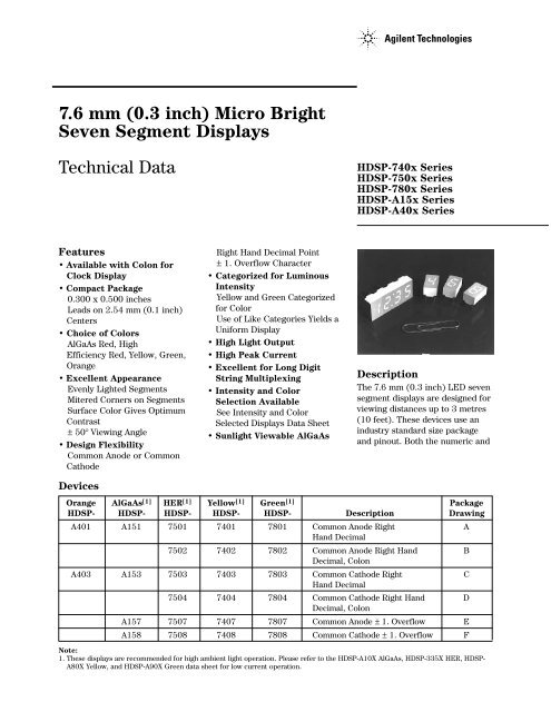 Hdsp A151 Datasheet Datasheet Catalog