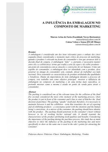 a influÃªncia da embalagem no composto de marketing - Congresso ...